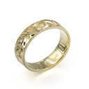 ハワイアンジュエリー オーダーメイド リング 幅4mm 厚み1.5mm フラット 14Kイエローゴールド マイレリーフ ノーエッジ オーダーメイド リング 指輪...