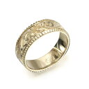 ハワイアンジュエリー オーダーメイド リング 幅6mm 厚み1.2mm フラット 14Kイエローゴールド スクロール コインエッジ オーダーメイド リング 指輪...