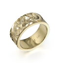 ハワイアンジュエリー オーダーメイド リング 幅8mm 厚み2mm フラット 14Kイエローゴールド カレイキニ ノーエッジ オーダーメイド リング 指輪 結婚...