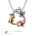 ハワイアンジュエリー シルバー ネックレス 3ドルフィン イルカ ネックレス カラーコーティング シンプル シルバー925 ギフトラッピング可能 チェーン長さ選...