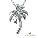 ハワイアンジュエリー シルバー ネックレス ヤシの木 パームツリー ジルコニアがアクセント シンプル シルバー925 ロジウムコーティング ギフトラッピング可能...