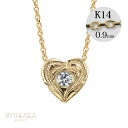 ハワイアンジュエリー ダイヤモンド イエローゴールド ネックレス ハート 14K K14イエローゴールド 一粒ダイヤモンド鑑定書付 14k カットあずきチェーン...