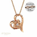 ゴールドネックレス ハワイアンジュエリー ネックレス プルメリア ピンクゴールド ネックレス オープンハート 14K K14 ダイヤモンドorジルコニア選べる ...