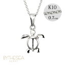 ゴールドネックレス ハワイアンジュエリー ネックレス ホヌ ホワイトゴールド ネックレス 幸せを運ぶホヌ(海がめ) 【S】 14K K14ホワイトゴールド K1...