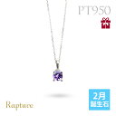アメシスト ネックレスプラチナ ネックレス 2月誕生石 一粒 PT950 プラチナ950 白金 チェーンの長さ選べる 40cm 45cm 50cm ギフトラッピ...