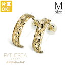 ハワイアンジュエリー フープピアス ピアス イエローゴールド 【M】 半円 三日月 ハーフムーン 片耳(1個)購入可 K14 14K シリコンキャッチ シンプル...