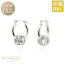 ハワイアンジュエリー フープピアス ピアス ホワイトゴールド ピアス 【外径13mm】 クロッシングピアス プルメリア透かしバレル 小ぶり ゴールド 揺れる 片...