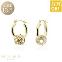 ハワイアンジュエリー フープピアス ピアス イエローゴールド ピアス 【外径13mm】 クロッシングピアス ハイビスカス透かしバレル 小ぶり ゴールド 揺れる ...