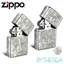 Zippo ライター ペアジッポライター シルバー925 スターリングシルバー レギュラータイプ 5面手彫り ハワイアンジュエリー おしゃれ かっこいい BY THE SEA バイザシー | カップル 夫婦 誕生日 プレゼント 母の日 