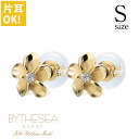 ハワイアンジュエリー ピアス プルメリア イエローゴールド 14K プルメリアピアス 【S】 花6mm 片耳(1個)購入可 ジルコニア 14K シリコンキャッチ...