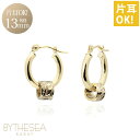 ハワイアンジュエリー フープピアス ピアス イエローゴールド ピアス 【外径13mm】 クロッシングピアス スクロールチューブ 小ぶり ゴールド 揺れる 片耳(...