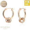 ハワイアンジュエリー フープピアス ピアス ピンクゴールド ピアス 【外径15mm】 クロッシングピアス ハイビスカス透かしバレル ゴールド 揺れる 片耳(1個...
