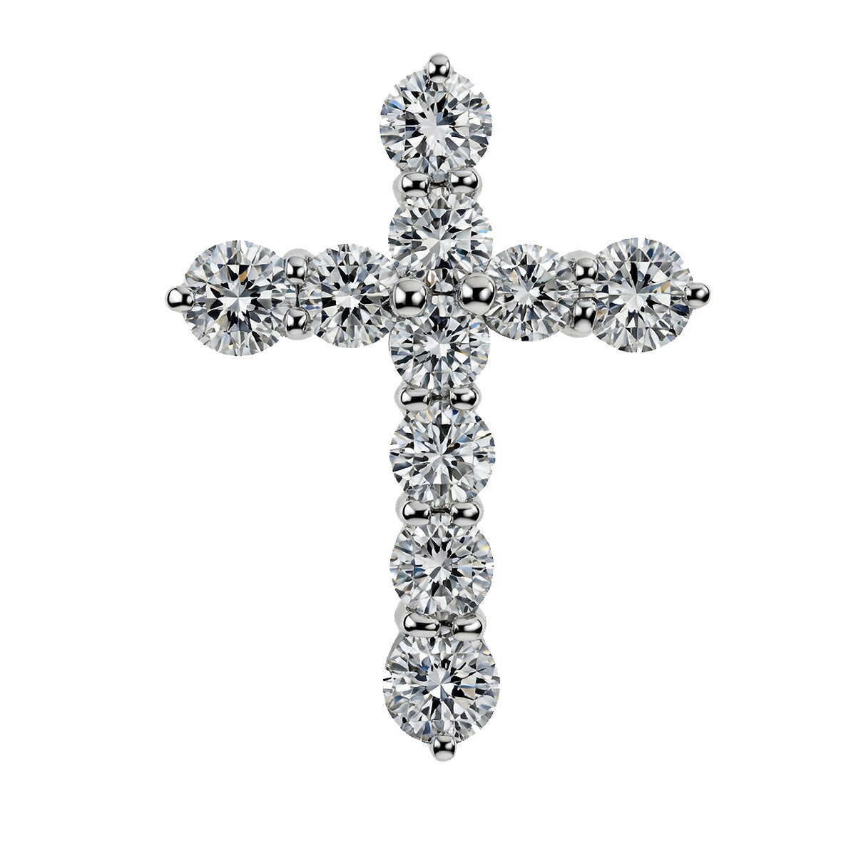 millioncomのダイヤモンド クロス 十字架 ペンダント トップ Pt900ラウンドブリリアントカット 3.005ct 天然 新品 鑑定書付き｜アングル2