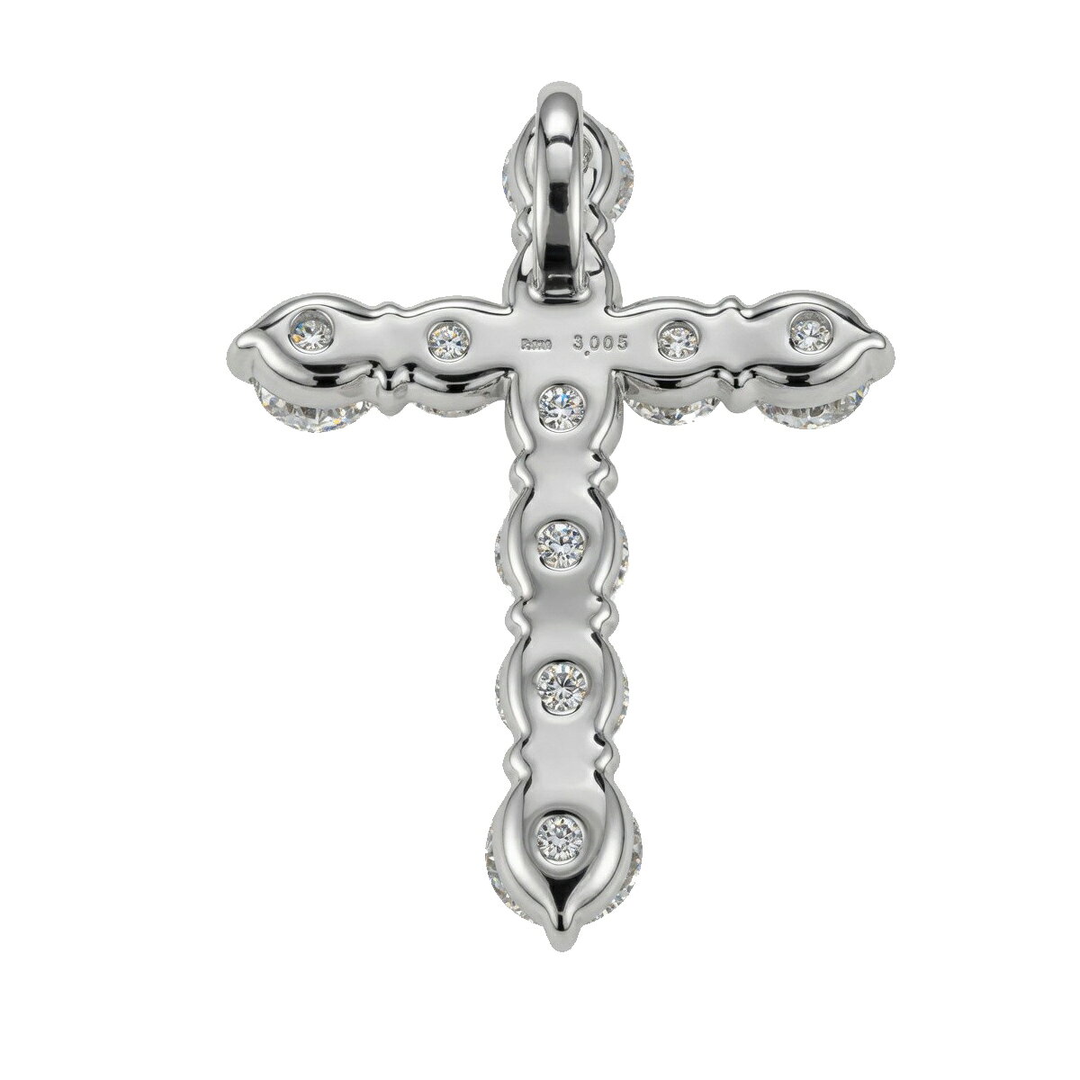 millioncomのダイヤモンド クロス 十字架 ペンダント トップ Pt900ラウンドブリリアントカット 3.005ct 天然 新品 鑑定書付き｜アングル3