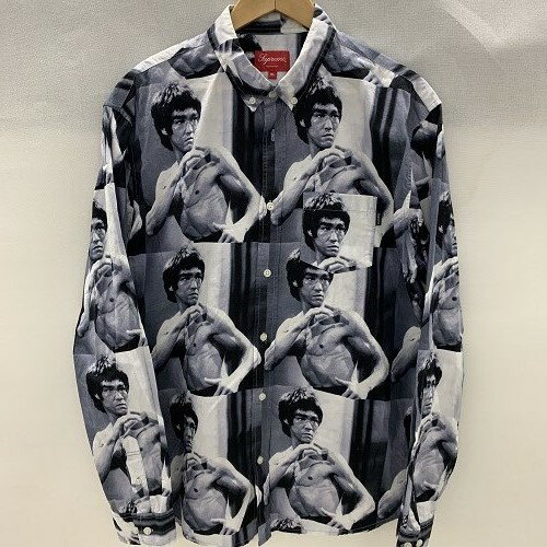 Supreme/シュプリーム　13AW Bruce Lee Button Down Shirtブルース・リーフォト　長袖シャツ・カラー:ホワイト・サイズ：XL　【1906】【0624】【中古品】【13AW】【シャツ】