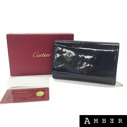 Cartier　カルティエハッピーバースディ 2つ折り財布ブラック【中古】