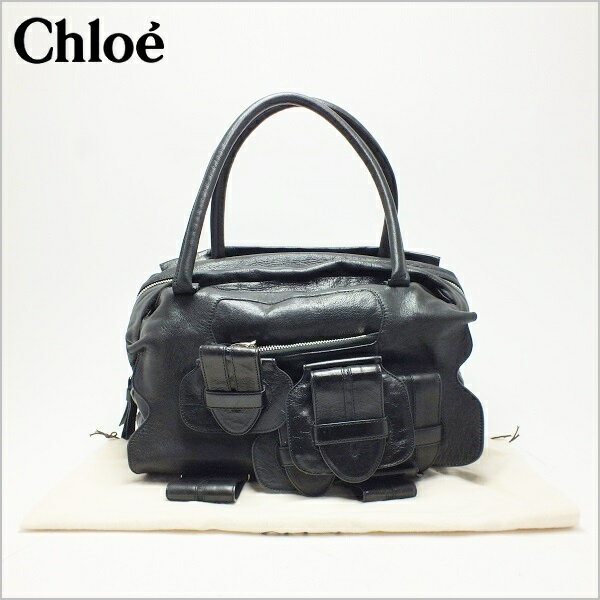 Chloe クロエレザー ブラック 黒ハンドバッグ中古 送料無料