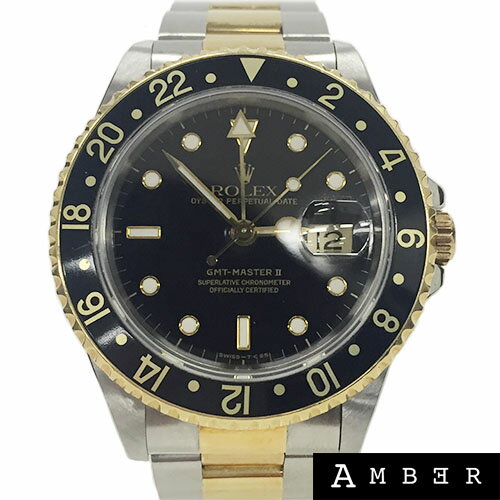 ROLEX ロレックスGMT-MASTER IIGMTマスターII 16713ブラック文字盤 X番 1991年製中古 時計 送料無料