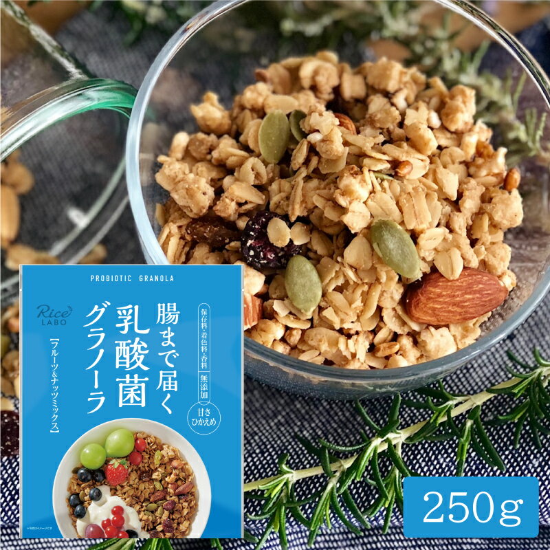 【焙煎玄米 食物繊維 低GI 無添加】乳酸菌玄米グラノーラ【幸福米穀株式会社 オーツ麦 米油(国産) 玄米粉(国産) フルグラ レーズン ドライクランベリー アーモンド かぼちゃの種 ひまわりの種 ダイエット 乳酸菌(殺菌) シリアル】