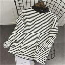 カットソー 長袖 トップス タートルネック レディース Tシャツ シンプル 無地 ボーダー柄 インナー 体型カバー 秋 冬 おしゃれ(4)