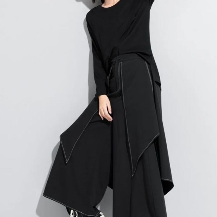 アシンメトリー パンツ 袴パンツ スカーチョ ワイドパンツ 変形 ビッグシルエット ゆったり ハカマパンツ スカート風 ヴィジュアル系 大きいサイズ 袴 モード系 個性派 きれいめ サルエルパンツ ゴシック ダンス 衣装 おしゃれ S M L XL 2XL 3XL 4XL