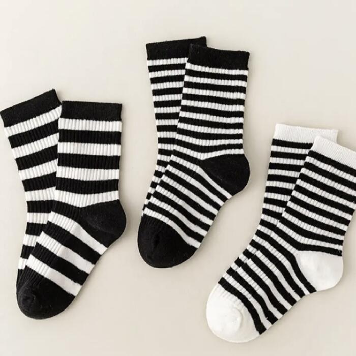 ボーダー ソックス クルー丈ソックス 3足セット 12cm ~ 14cm 14cm ~ 16cm 16cm ~ 18cm 靴下 ブラック ..