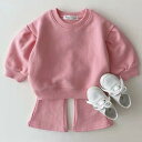 ピンク フレアパンツ セットアップ スウェット 2点セット 長袖 トレーナー パンツ 子供服 こども服 こどもふく 韓国子供服 ベビー キッズ 男の子 女の子 80cm 90cm 可愛い お洒落