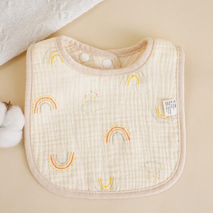 虹 雲 柄 レインボー スタイ ビブ ガーゼ 素材 2段階ボタン よだれかけ ベビー用品 赤ちゃん 子供服 こども服 こどもふく 韓国子供服 ベビー 男の子 女の子 春 夏 秋 冬 小物