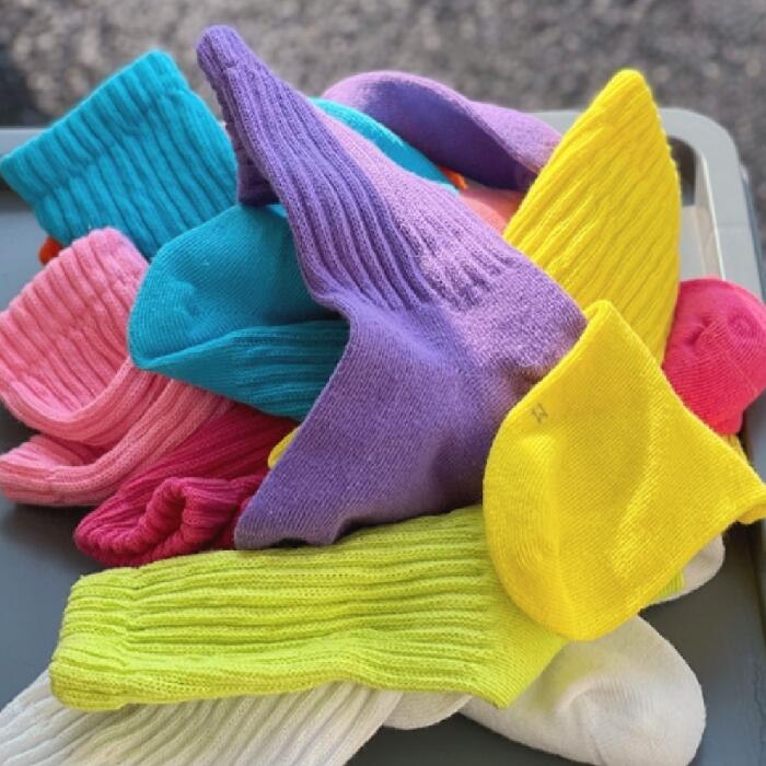 カラー ソックス クルーソックス リブ ピンク ベビーピンク オレンジ グリーン ブルー パープル 靴下 子供用靴下 キッズ靴下 ベビー靴下 12cm ~ 15cm 14cm ~ 16cm クルー丈 マルチカラー 原色 カラフル ベビー キッズ 男の子 女の子 可愛い 子供服 こども服 こどもふく
