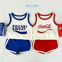 コカ・コーラ ポカリスエット セットアップ タンクトップ ショートパンツ 上下セット ノースリーブ レッド ブルー2点セット 赤 青 80cm 90cm 100cm 110cm 子供服 こども服 こどもふく 韓国子供服 ベビー キッズ 男の子 女の子 可愛い お洒落 春 夏 秋 冬