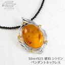 \セール予告20%OFF!6月4日(水)20時〜/Silver925 天然 琥珀 シトリン ペンダント オニキス ネックレス 45cm 日本製 送料無料 | コ...