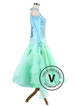 ■ヴィーナスダンスウェア（VENUS DANCEWEAR）春 緑 リリーは滑らかな ワルツ タンゴ ボールルーム ダンスドレスを残します・■(社交ダンス 衣装 ウェア ドレス トップス スカート シューズ ダンス トップス 服 パンツ ドレス)