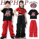 【期間限定4990→3760円】キッズ ダンス衣装 総柄 半袖 Tシャツ ショート丈 トップス カーゴパンツ かっこいい ジャズダンス ダンスウェア ヒップホッ...