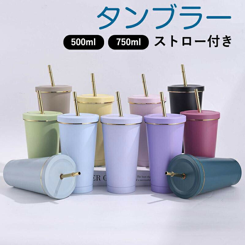 乐天商城 - ストロー付きタンブラー 保冷 保温 真空断熱 500ml 750ml 水筒 タンブラー ステンレス コーヒーカップ 車載せでき アウトドア お揃い プレゼント おしゃれ