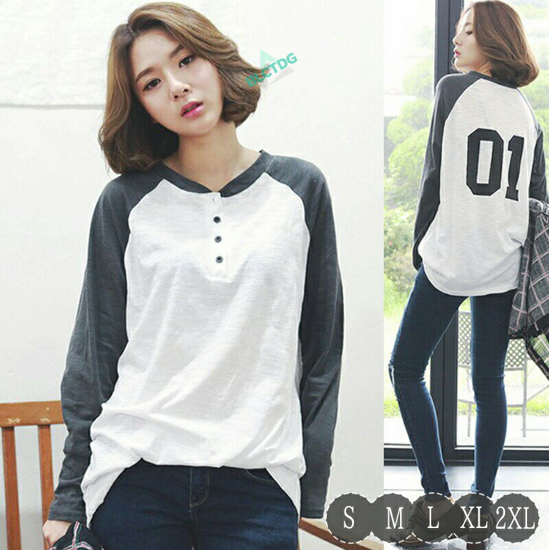 乐天商城 - Tシャツ レディース 長袖tシャツ ゆったり ロンT ロングtシャツ プリント トップス 大きいサイズ ロンティー ルームウエア 部屋着 体型カバー かっこいい 春秋 夏 韓国風 おしゃれ 長袖 薄手