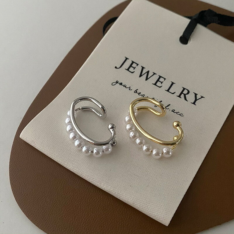 イヤーカフ nobile 2個セット アクセサリー おしゃれ レディース ゴールド シルバー パール イヤーカフス 両耳 重ね付け 可愛い ノンホールピアス 彼...