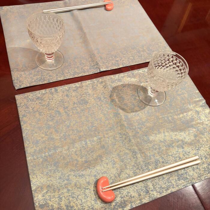 1点物・帯リメイク・世界にひとつのランチョマット！金彩×ミントブルー　lm017