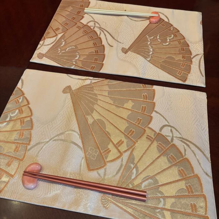 豪華刺繍帯から仕立てた世界にひとつだけのランチョンマット　2枚セット　lm019 和モダン　おもてなし　プレゼント　ギフト(3)