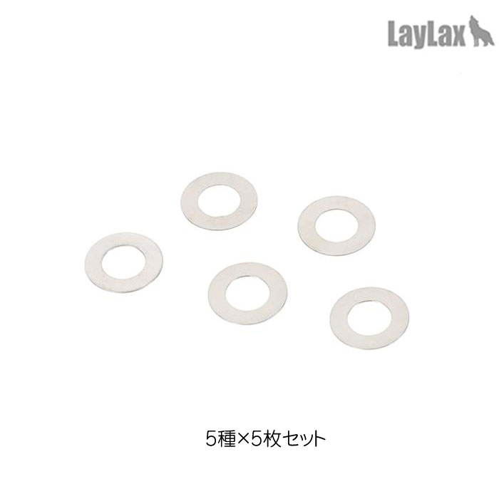 ※こちらの商品はラッピング不可となっております。 メカボックス調整シムは、電動ガンのギアセッティングに欠かせないアイテムです。 このセットには、0.1mm、0.15mm、0.2mm、0.3mm、0.5mmの5種類のシムが含まれているため、より正確なギアの調整を可能にし、最適なパフォーマンスを引き出します。 微細な調整が必要な場合でも、適切なシムを組み合わせることで理想的な動作を実現できます。 8mm径の場合、外径がφ5.8(mm)でボールベアリング(軸受け)のフランジとの接触を回避できるため、ボールベアリングを使用する際は必須アイテムです。 ※メカボックスの調整は専門的な知識や技術による正確な組み付けが必要となります。 初心者の方は、熟練者や販売店に相談することをおすすめします。 性能の悪化・破損・変形等につながる恐れがあります。 セット内容:0.1mm、0.15mm、0.2mm、0.3mm、0.5mm 各5枚 計25枚入り 対応機種: ・東京マルイ製スタンダード電動ガン、次世代電動ガン純正のギア ・当社製EGハードギアシリーズ ・その他、軸径がφ3(mm)のギア、シャフト各種 サイズ: ・内径 3.1mm ・外径 5.8mm