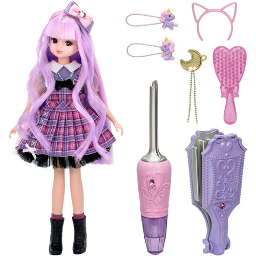 クルっと今っぽ！！カールヘアアレンジが楽しめる、にじキュンカールリカちゃんがスペシャルプライスで登場！ 付属のスピンカーラ—で、自動で髪を巻き付け、簡単にゆるふわカールが作れます。 また、ワッフルメーカーで挟むだけで、ワッフルヘアも作れます。 2色のカラフルな髪色に付属のアクセサリーでヘアアレンジも楽しめます。 ストレートヘアに戻したいときは、髪を手で温めながら付属のブラシで梳かし、繰り返し遊べます。 セット内容： にじキュンカールリカちゃん（ドレス・下着・カチューシャ・イヤリング着用）(1)、スピンカーラー(1)、ワッフルメーカー(1)、ムーンバレッタ(1)、ユニコーンポニー(2)、ネコ耳カチューシャ(1)、ハートブラシ(1)、ソックス(1)、クツ(1)、スタンド(1) メーカー：タカラトミー 発売日：2026/8 対象年齢：3歳以上