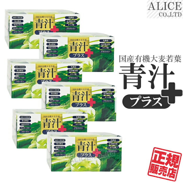 【正規販売店】 青汁プラス （90包）×6箱 ［ 国産有機大麦若葉 植物発酵エキス末 柿渋エキス（柿タンニン） ブロッコリーパウダー コラーゲン 有胞子性乳酸菌 還元麦芽糖水飴 オリゴ糖（ラフィノース） 難消化性デキストリン プラスワン 青汁 Plus ］【送料無料】