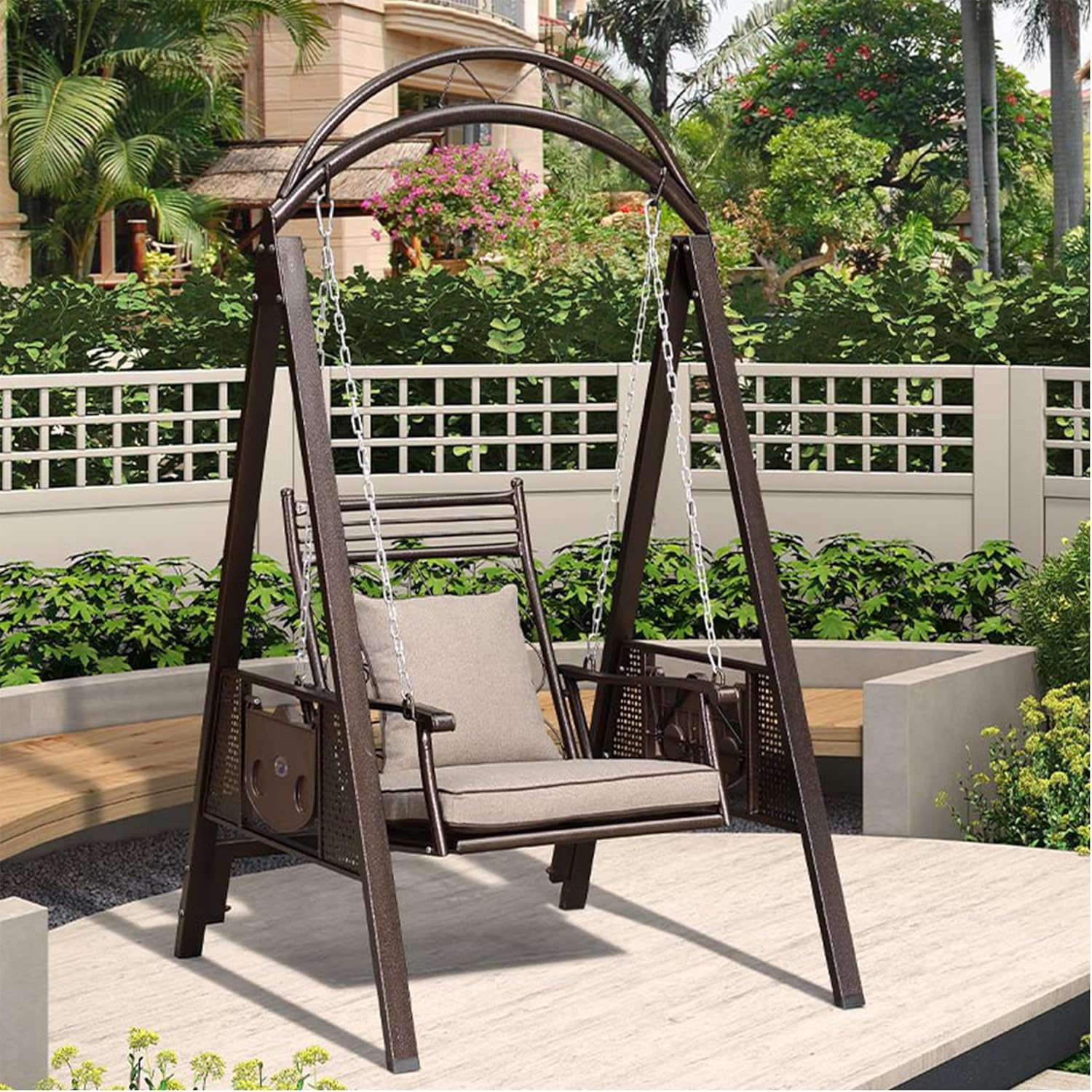 ブランコ 屋外 鉄製 ガーデンブランコ クッション付き おしゃれ 1人掛け パティオスイングチェア 防水 ..