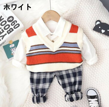 新入荷!3点セット/80/90/100/110/120長袖/上下セットベビースーツ/フォーマル /子供服 ベビーフォーマル 男の子 ンパース 新生児 幼児 結婚式 七五三 卒園式 入園式 出産祝い 記念日 撮影/ストライプ 縞 パンツ シャツ ベスト