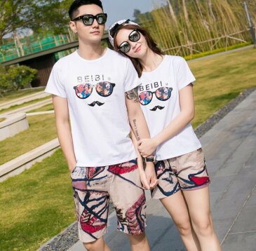 親子お揃い カップル 上下セット 短袖Tシャツ メンズ レディース Tシャツ ハート柄 ユニセックス おそろい親子服 兄弟 姉妹 ビーチ ペアルック 親子 ペアTシャツ 出産祝い 誕生日プレゼント 子供と親子お揃い服を!セットアップ パンツ 子供 キッズ