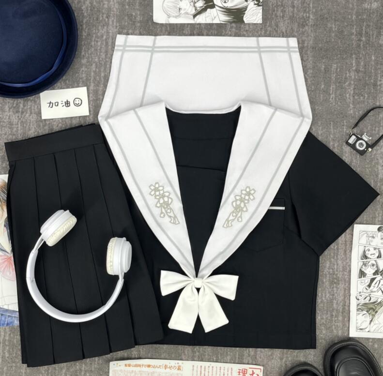 S/M/L/XL/XXLセーラー服/長袖/中袖/制服/学生/　ユニフォーム JK系　スカート　上着リボン　上下　シャツ フリルスカート　パーティグ..