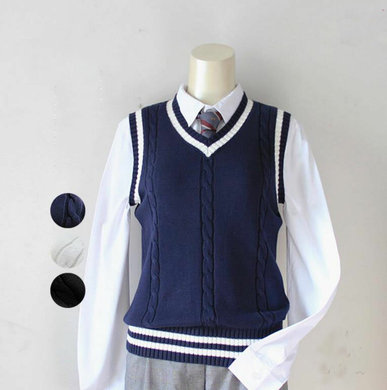 3色/XS/S/M/L/XL/XXL/ベスト/無地/Vネック/ノースリーブ/サマーニット/スクール/レディース/春/制服 Vネック ニット コットン ユニフォー...