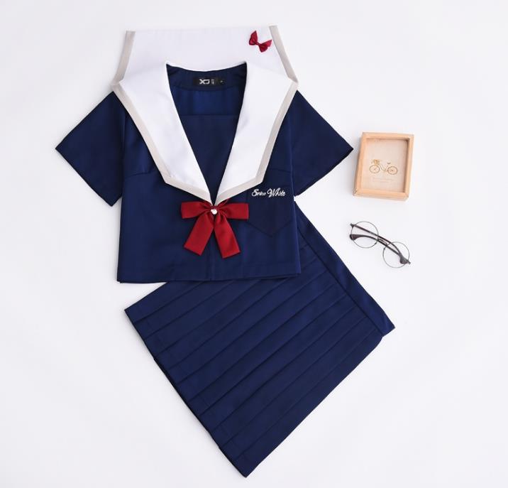 3点セット/S/M/L/XL/セーラー服/短袖/制服/学生/　ユニフォーム JK系　スカート＋上着＋蝶ネクタイ　上下セット　シャツ フリルスカート　パーティグッズ 卒業式 入学式　コスチューム 衣装