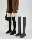 ニーハイブーツ ソックスブーツ ブーツ ハイカット レディース 女性 靴 美脚 可愛い かわいい お出かけ 日常 ヒール5.5cm ブラック グレー 疲れない 歩きやすい 滑り止め 耐磨耗 通勤 膝丈 22-24.5cm