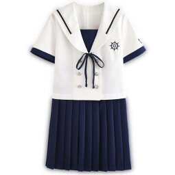 2018新入荷！！3点セット/S/M/L/XL/セーラー服/短袖/制服/学生/　ユニフォーム JK系　スカート＋上着＋蝶ネクタイ　上下セット　シャツ フリルスカート　パーティグッズ 卒業式 入学式　コスチューム 衣装