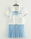 3点セット/S/M/L/XL/セーラー服/短袖/制服/学生/ ユニフォーム JK系 スカート+上着+蝶ネクタイ 上下セット シャツ フリルスカート パーティグッ...